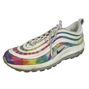 Nike Golf Air Max 97 Sneakers Tie Dye Peace Love Mens 10 CK1219 White Multicolor